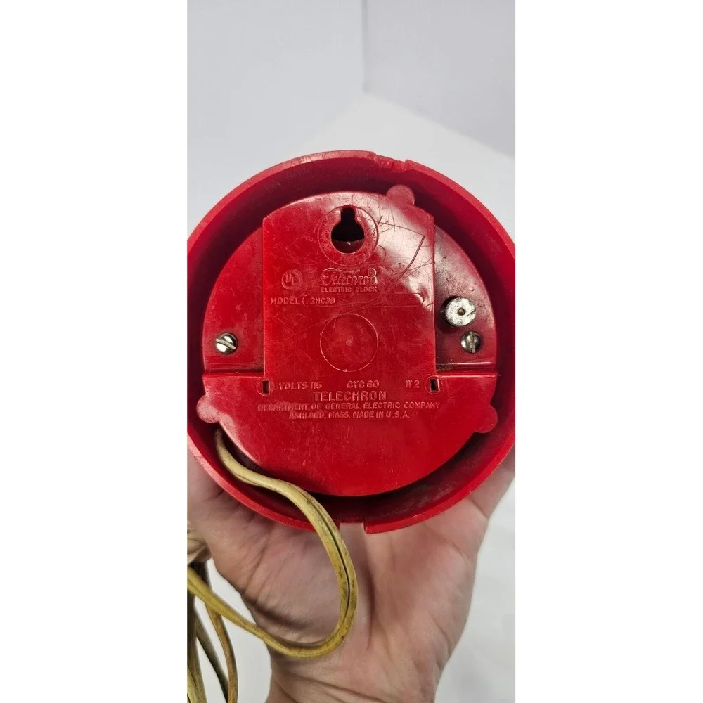 Vintage GE Telechron Red Bubble Wall Clock Model 2HC381 Mid Century Working